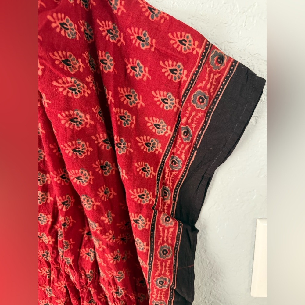 Pax Philomena natural dye Susie dress maxi kaftan ONE SIZE red black - Picture 6 of 6